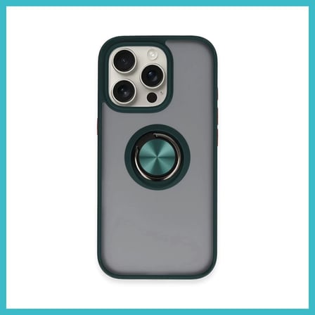 DEFNE STORE iPhone 16 Pro Max Uyumlu Kılıf Montreal Yüzüklü Silikon Kapak - Yeşil DFNBEZ