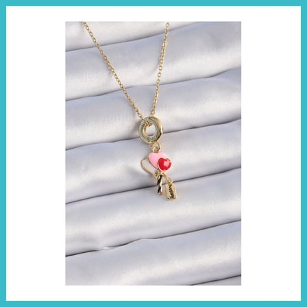 DEFNE STORE 316L Çelik Gold Renk Renkli Kalp Figür Charm Model Kadın Kolye DFNBEZ