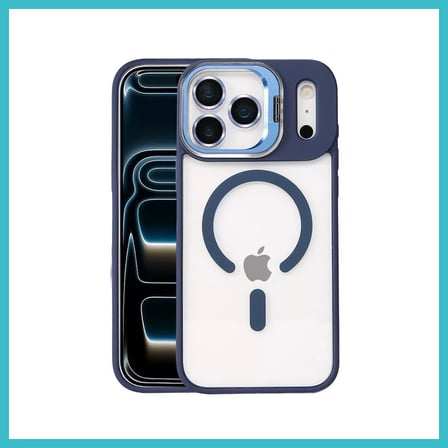 DEFNE STORE Joko iPhone 17 Pro Uyumlu Remim Lensli Magsafe Standlı Kapak - Lacivert DFNBEZ