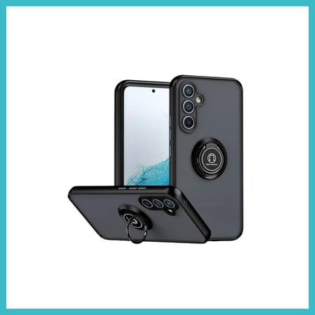 DEFNE STORE Samsung Galaxy S25 FE Uyumlu Montreal Yüzüklü Silikon Kapak - Siyah DFNBEZ