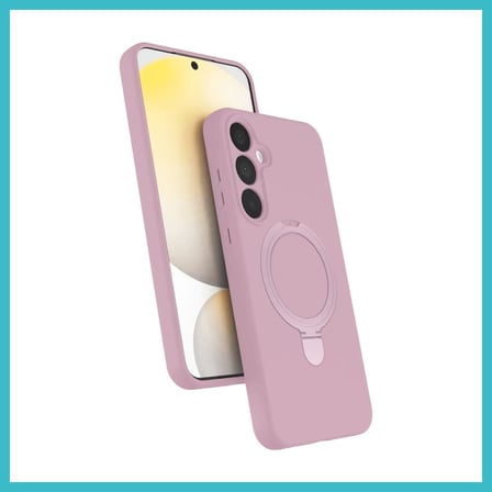 DEFNE STORE Samsung Galaxy A25 5G Uyumlu Regal Magsafe Standlı Kapak - Açık Pembe DFNBEZ