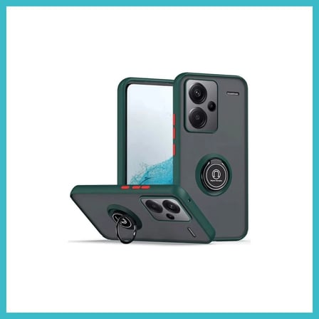 DEFNE STORE Redmi Note 13 Pro Plus Uyumlu Kılıf Montreal Yüzüklü Silikon Kapak - Yeşil DFNBEZ