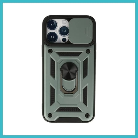 DEFNE STORE iPhone 13 Pro Uyumlu Kılıf Pars Lens Yüzüklü Silikon - Yeşil DFNBEZ