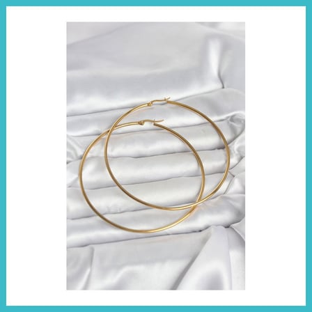 DEFNE STORE 316L Çelik Gold Renk 80 mm Kadın Halka Küpe DFNBEZ