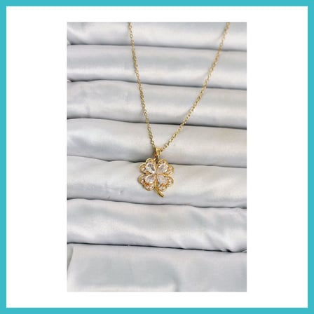 DEFNE STORE 316L Çelik Zincir Gold Renk 4 Yapraklı Yonca Model Kadın Kolye DFNBEZ