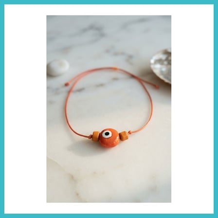 DEFNE STORE Handmade Bohem Turuncu Nazar Kolye DFNBEZ