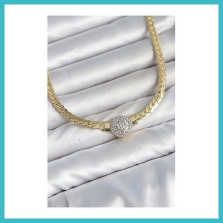 DEFNE STORE Ezme Zincir Model Zirkon Taşlı VIP Seri Gold Renk Kadın Kolye DFNBEZ