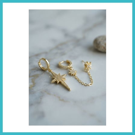 DEFNE STORE 3 lü Set Küpe Gold Renk Zincir Detaylı DFNBEZ