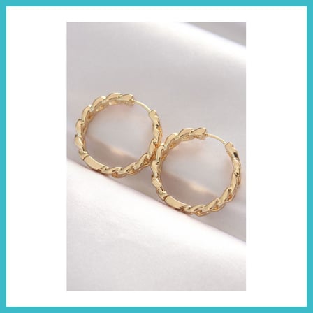 DEFNE STORE Pirinç Gold Renk Zincir Model Halka Küpe DFNBEZ