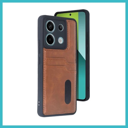 DEFNE STORE Redmi Note 13 Pro 5G Uyumlu Kılıf Sara Kartvizitli Deri Kılıf - Taba DFNBEZ