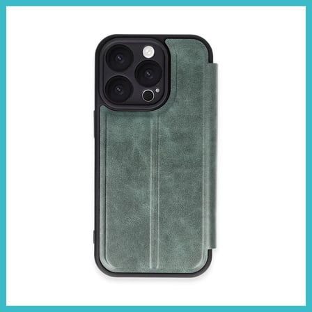DEFNE STORE iPhone 16 Pro Max Uyumlu Kılıf Flip Cover - Koyu Yeşil DFNBEZ