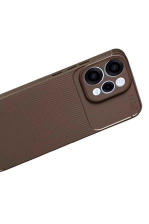 DEFNE STORE Reno 15 Uyumlu Auto Focus Karbon Kapak - Kahverengi DFNBEZ