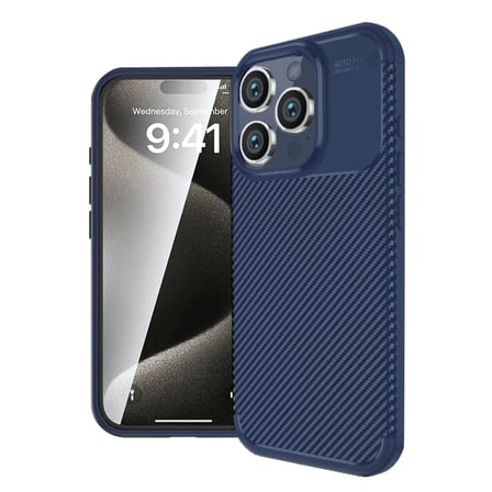 DEFNE STORE iPhone 16 Pro Uyumlu Kılıf Auto Focus Karbon Kapak - Lacivert DFNBEZ