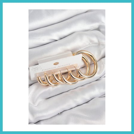 DEFNE STORE Pirinç Halka Model Gold Renk Kadın Set Küpe DFNBEZ