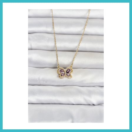 DEFNE STORE 316L Çelik Zincir Gold Renk Mor Kelebek Model Kadın Kolye DFNBEZ