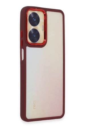 DEFNE STORE Realme C55 Uyumlu Kılıf Dora Kapak - Kırmızı DFNBEZ