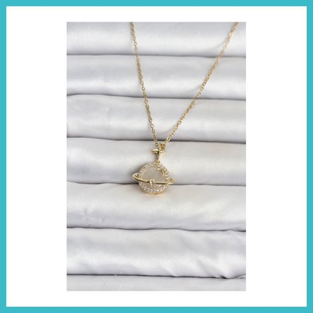 DEFNE STORE 316L Çelik Zincir Gold Renk Gezegen Model Kadın Kolye DFNBEZ