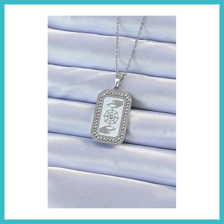 DEFNE STORE 316L Çelik Zincir Gümüş Renk Mineli Zirkon Taşlı Göz Figür Tarot Kolye DFNBEZ