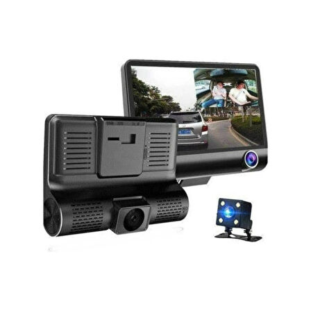 Ozmik 1080p Araç Içi 3 Kameralı Gece Görüşlü, G-sensör, Geri Görüş Kameralı Araç Kamerası