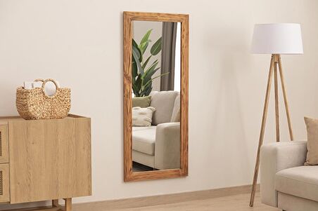 Dfn Wood Masif Ahşap Dikdörtgen Dekoratif Duvar Salon Ofis Aynası 120x50 Cm