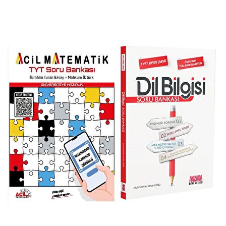 Acil TYT Matematik ve AKM Dil Bilgisi Soru Bankası Seti 2 Kitap