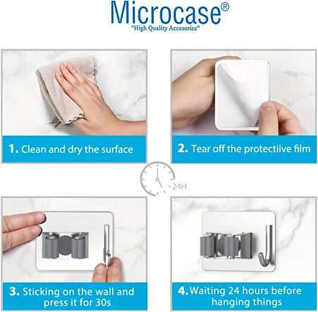 Microcase 2in1  Yapışkanlı Duvara Monte Mop ve Havlu Eşya Tutucu Askılık - GÜMÜŞ AL4800