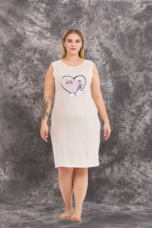 Arias Closet Büyük Beden Sweet Dreams Yazılı Desenli 'li Viskon Gecelik Sabahlık Takımı