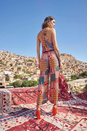 Arias Closet Etnik Desenli Saten Tulum