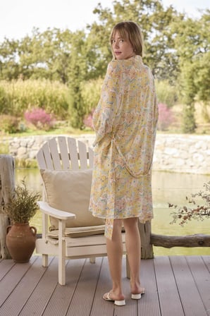Arias Closet Çiçek ve Yaprak Desenli ve Baskılı "You Are Beautiful" Sabahlık Takımı