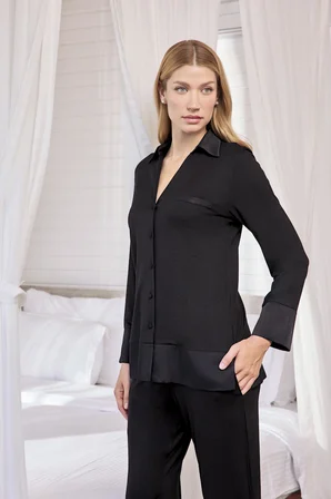 Arias Closet Uzun Kollu Önü Düğmeli Gömlek Yaka Pijama Takımı