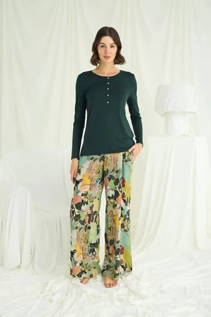 Arias Closet Çiçek ve Yaprak Desenli Pijama Takımı