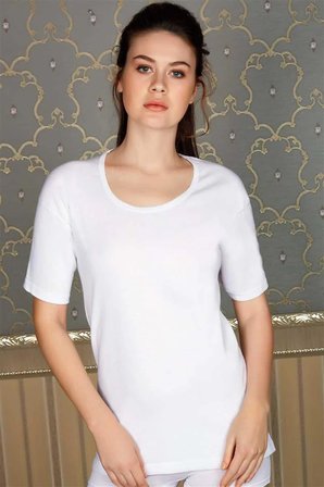 Arias Closet Pamuklu Ribana Geniş Yaka Kısa Kol Fanila T-Shirt