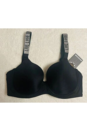 Işıltılı Askılı Bra Foam Cup 8830 Siyah