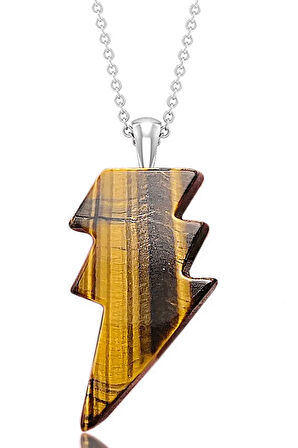 Sertifikalı Şimşek Model Kaplan Gözü Taşı Kolye - Aaa+ Kalite