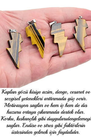 Sertifikalı Şimşek Model Kaplan Gözü Taşı Kolye - Aaa+ Kalite