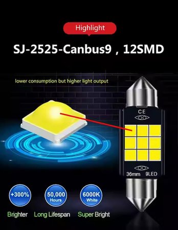 41 mm C5W C10W 12 SMD 2525 LED PLAKA VE TAVAN AMPULÜ( 2 adet) 