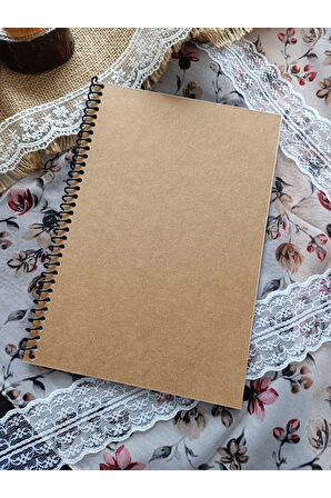 A5 Kalın Kraft Kapak 110 Gr Beyaz İç 30 yaprak 60 Sayfa Defter, Scrapbook, Bullet Journal İçin Uygun