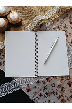 A5 Kalın Kraft Kapak 110 Gr Beyaz İç 30 yaprak 60 Sayfa Defter, Scrapbook, Bullet Journal İçin Uygun