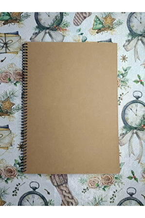 A4 Kalın Kraft Kapak Kraft İç 30 yaprak 60 Sayfa Defter, Scrapbook, Bullet Journal Eskiz Defteri