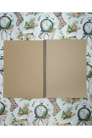 A4 Kalın Kraft Kapak Kraft İç 30 yaprak 60 Sayfa Defter, Scrapbook, Bullet Journal Eskiz Defteri