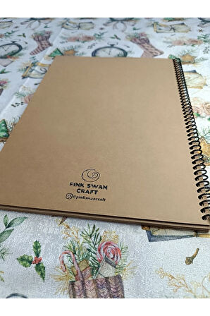 A4 Kalın Kraft Kapak Kraft İç 30 yaprak 60 Sayfa Defter, Scrapbook, Bullet Journal Eskiz Defteri