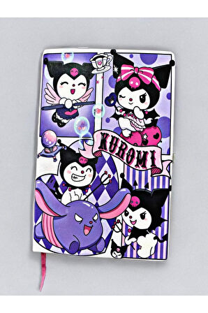 Kuromi Temalı DEFTER 13 X 21 cm KAPAKLI LASTİKLİ Çizgili defter.