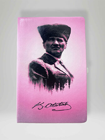 ATATÜRK Temalı Özel Tasarım Kapaklı Çizgili Defter – 80 Yaprak Ajanda / Günlük
