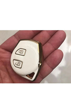 Suzuki ALTO SWİFT BALENO SX4 GRAND VİTARA JİMNY ANAHTAR KORUMA KILIFI BEYAZ/GOLD