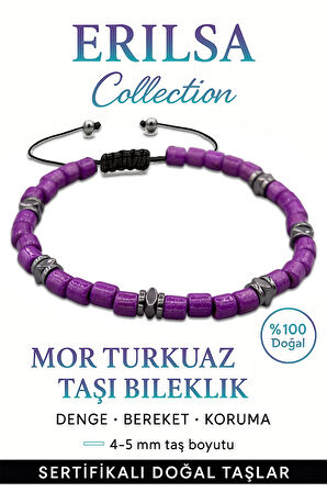 Sertifikalı Terahertz – Mor Turkuaz Taşı Bileklik (İnce Model) – Ruhsal Koruma, Enerji ve Sezgi Taşı