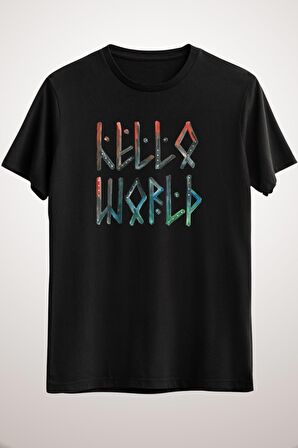 Erkek Siyah Hello World! (runic Scandinavian Script)