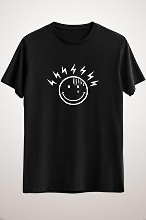 Erkek Siyah Smiley Face With Headache