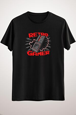 Erkek Siyah Retro Gamer Shirt - 8-bit Video Game Pixel Nostalgia