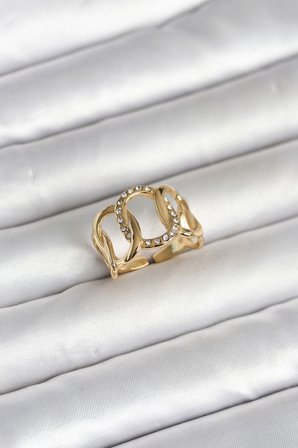 316L Çelik Gold Renk Samanyolu Model Kadın Yüzük