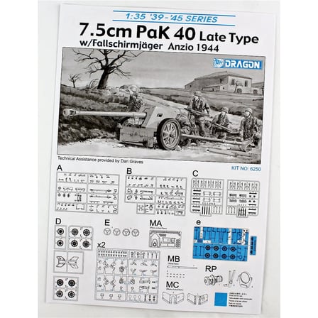 Dragon 6250, 1/35 7.5cm PaK 40 Geç Tip Çekili Top Ve Mürettebatı Plastik Maketi
